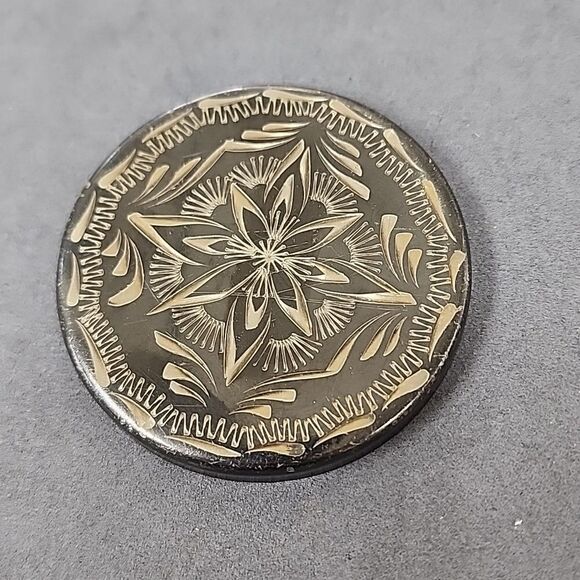 Vintage German Silver Western Flair Snuff Dip Tobacco Lid - Picture 1 of 2